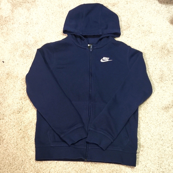 Nike Sportswear Club Fleece Full-Zip Youth Hoodie (Navy) - Picture 2 of 10